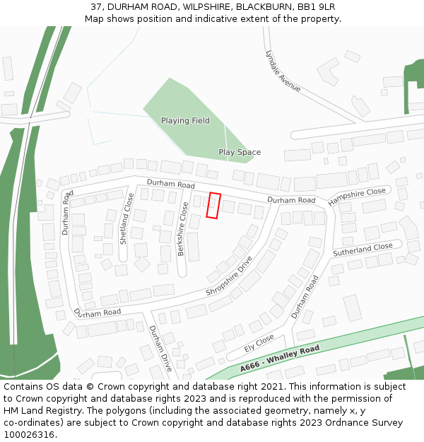 37, DURHAM ROAD, WILPSHIRE, BLACKBURN, BB1 9LR: Location map and indicative extent of plot