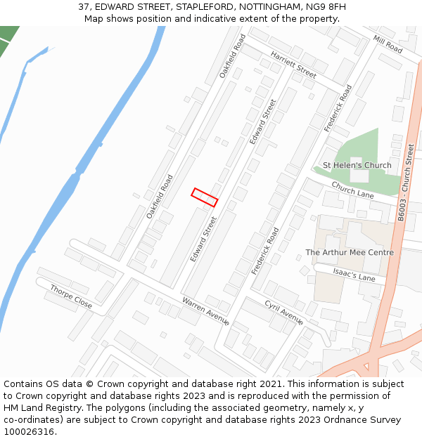 37, EDWARD STREET, STAPLEFORD, NOTTINGHAM, NG9 8FH: Location map and indicative extent of plot