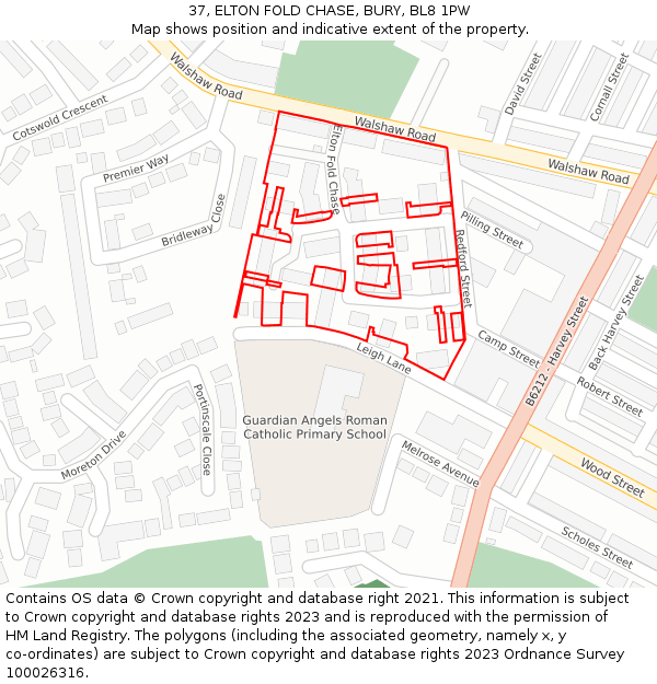 37, ELTON FOLD CHASE, BURY, BL8 1PW: Location map and indicative extent of plot