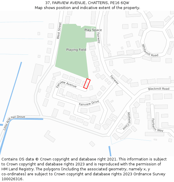 37, FAIRVIEW AVENUE, CHATTERIS, PE16 6QW: Location map and indicative extent of plot