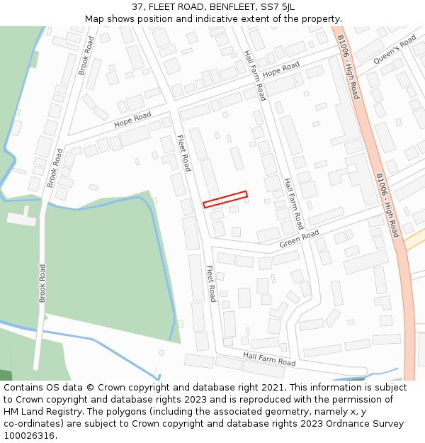 37, FLEET ROAD, BENFLEET, SS7 5JL: Location map and indicative extent of plot