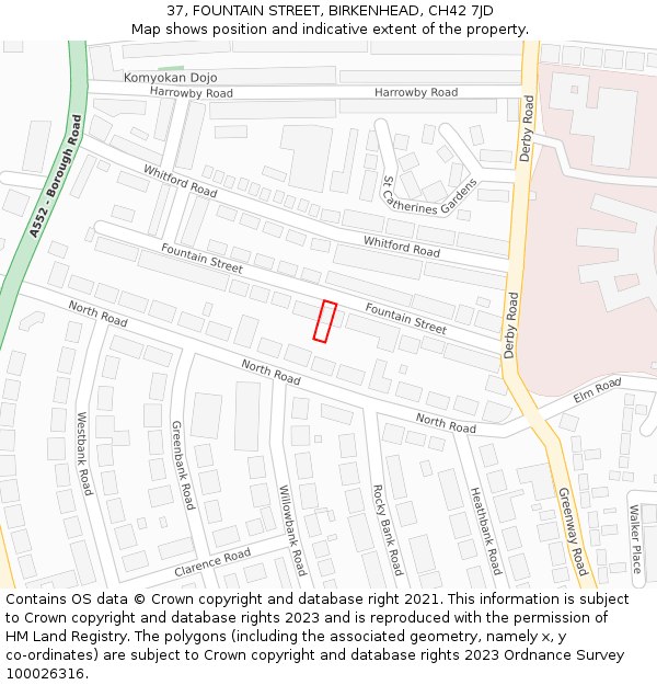 37, FOUNTAIN STREET, BIRKENHEAD, CH42 7JD: Location map and indicative extent of plot