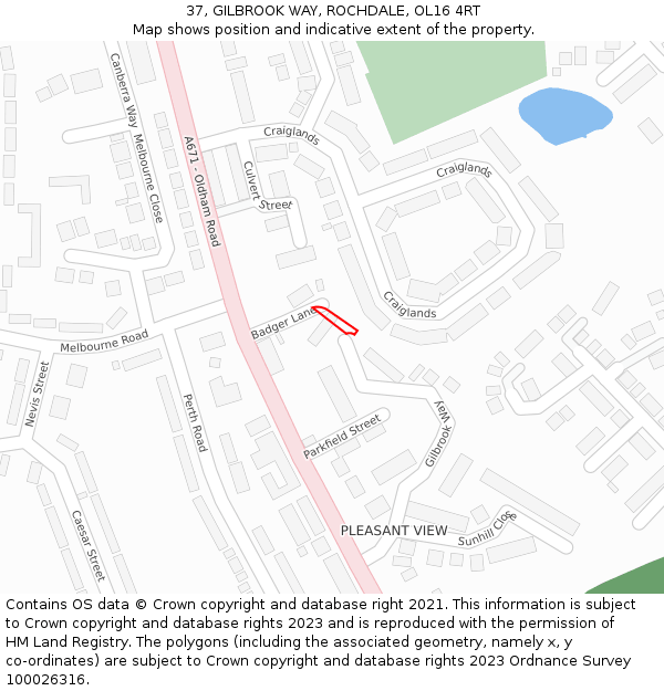 37, GILBROOK WAY, ROCHDALE, OL16 4RT: Location map and indicative extent of plot