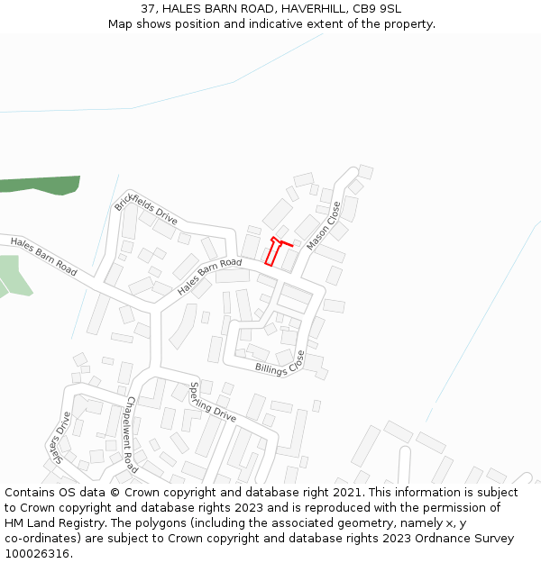 37, HALES BARN ROAD, HAVERHILL, CB9 9SL: Location map and indicative extent of plot