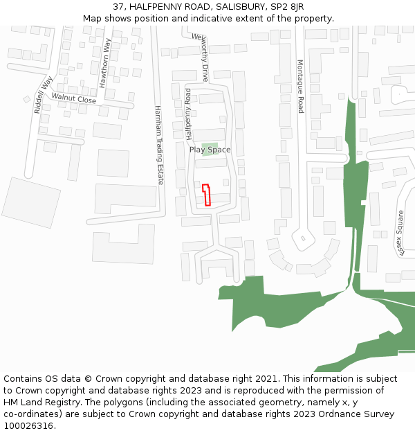 37, HALFPENNY ROAD, SALISBURY, SP2 8JR: Location map and indicative extent of plot