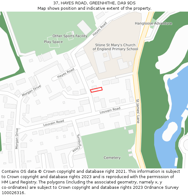 37, HAYES ROAD, GREENHITHE, DA9 9DS: Location map and indicative extent of plot
