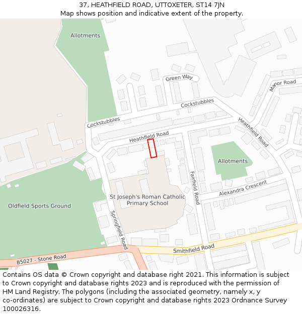 37, HEATHFIELD ROAD, UTTOXETER, ST14 7JN: Location map and indicative extent of plot