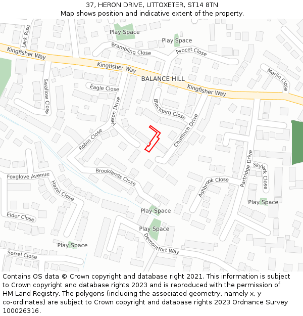 37, HERON DRIVE, UTTOXETER, ST14 8TN: Location map and indicative extent of plot