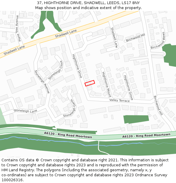 37, HIGHTHORNE DRIVE, SHADWELL, LEEDS, LS17 8NY: Location map and indicative extent of plot