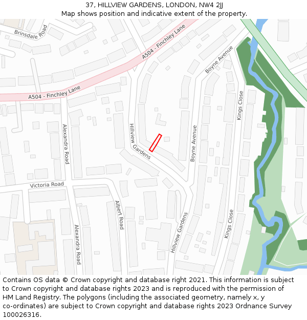 37, HILLVIEW GARDENS, LONDON, NW4 2JJ: Location map and indicative extent of plot