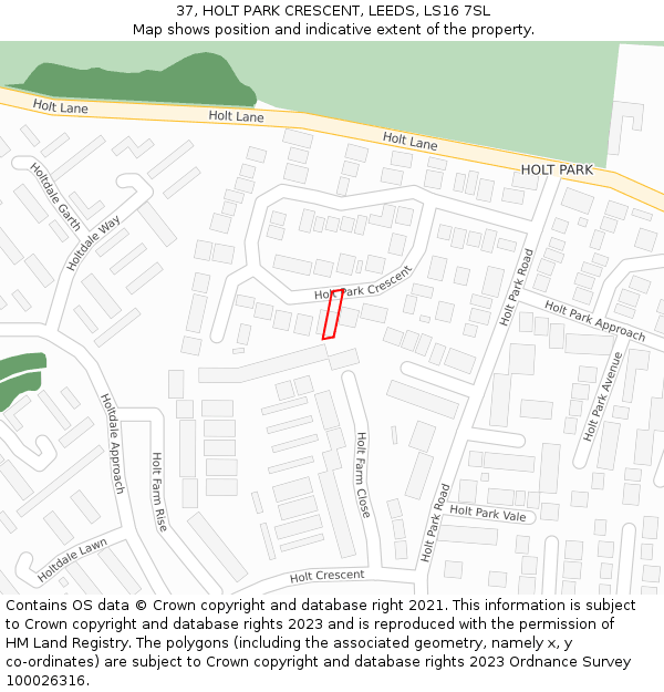 37, HOLT PARK CRESCENT, LEEDS, LS16 7SL: Location map and indicative extent of plot