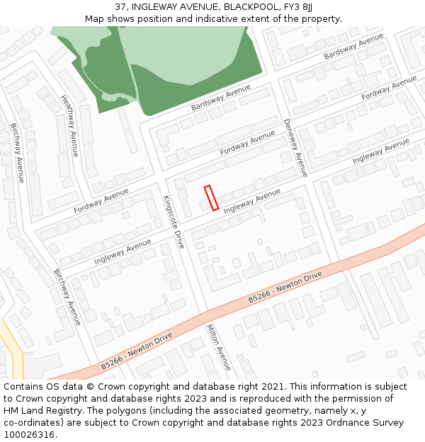 37, INGLEWAY AVENUE, BLACKPOOL, FY3 8JJ: Location map and indicative extent of plot