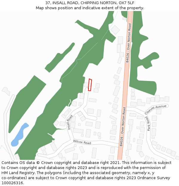 37, INSALL ROAD, CHIPPING NORTON, OX7 5LF: Location map and indicative extent of plot