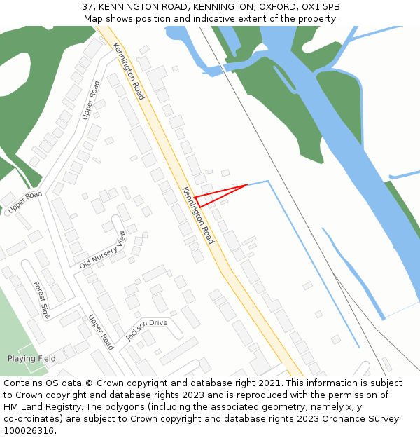 37, KENNINGTON ROAD, KENNINGTON, OXFORD, OX1 5PB: Location map and indicative extent of plot