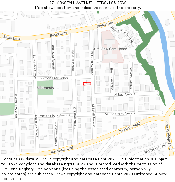 37, KIRKSTALL AVENUE, LEEDS, LS5 3DW: Location map and indicative extent of plot