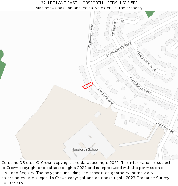 37, LEE LANE EAST, HORSFORTH, LEEDS, LS18 5RF: Location map and indicative extent of plot