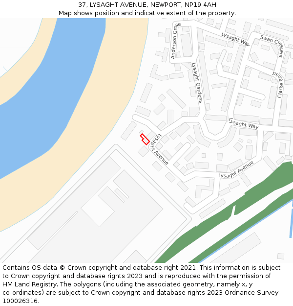37, LYSAGHT AVENUE, NEWPORT, NP19 4AH: Location map and indicative extent of plot