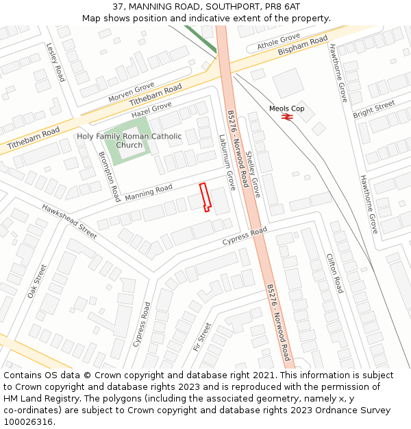 37, MANNING ROAD, SOUTHPORT, PR8 6AT: Location map and indicative extent of plot
