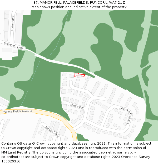 37, MANOR FELL, PALACEFIELDS, RUNCORN, WA7 2UZ: Location map and indicative extent of plot