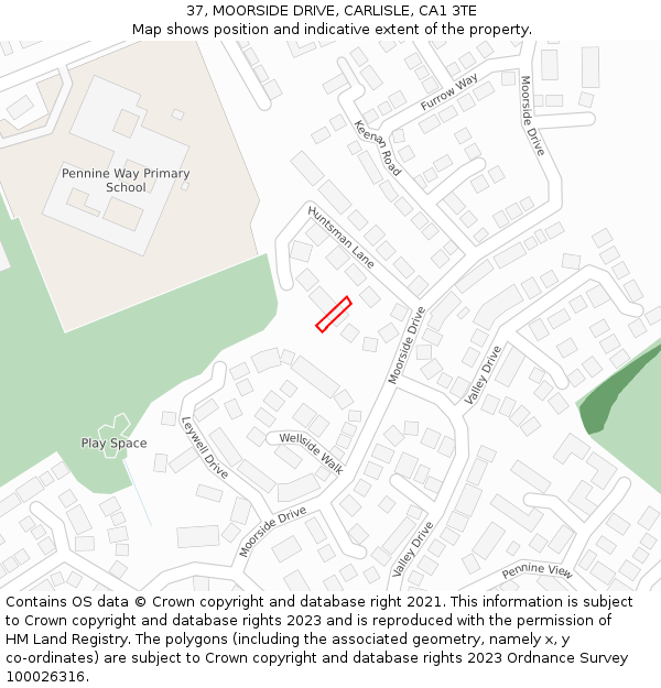 37, MOORSIDE DRIVE, CARLISLE, CA1 3TE: Location map and indicative extent of plot