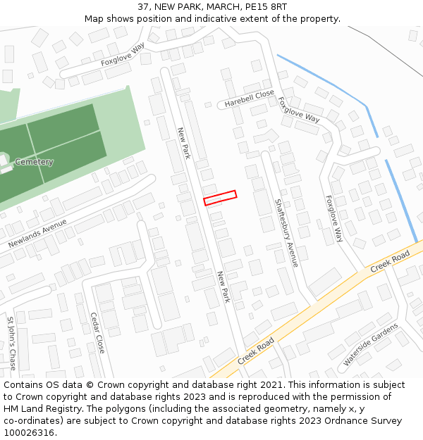 37, NEW PARK, MARCH, PE15 8RT: Location map and indicative extent of plot