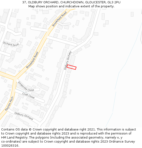 37, OLDBURY ORCHARD, CHURCHDOWN, GLOUCESTER, GL3 2PU: Location map and indicative extent of plot