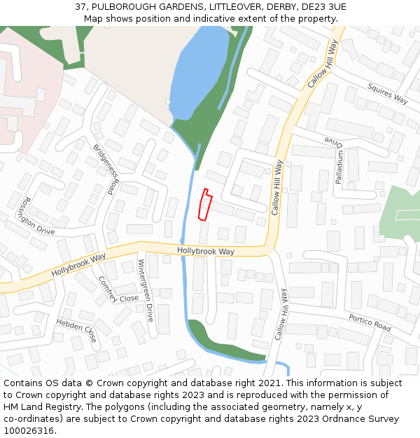 37, PULBOROUGH GARDENS, LITTLEOVER, DERBY, DE23 3UE: Location map and indicative extent of plot
