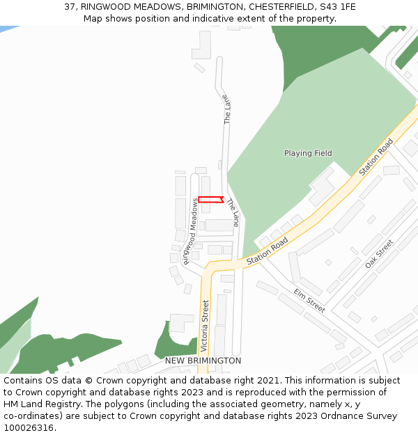37, RINGWOOD MEADOWS, BRIMINGTON, CHESTERFIELD, S43 1FE: Location map and indicative extent of plot
