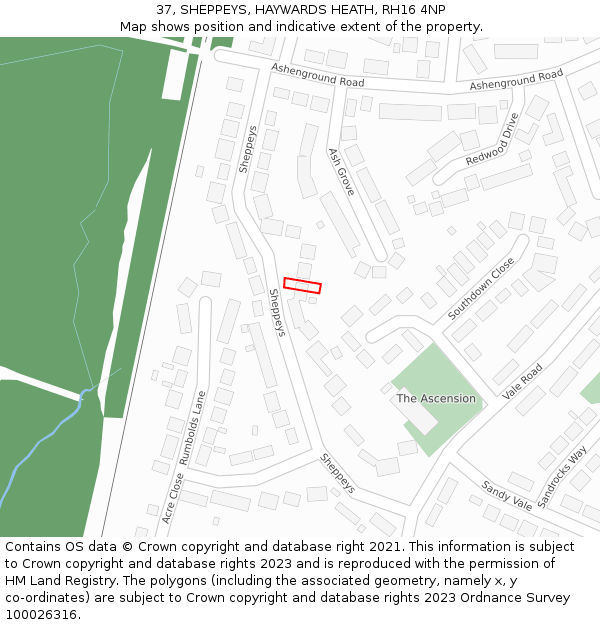 37, SHEPPEYS, HAYWARDS HEATH, RH16 4NP: Location map and indicative extent of plot