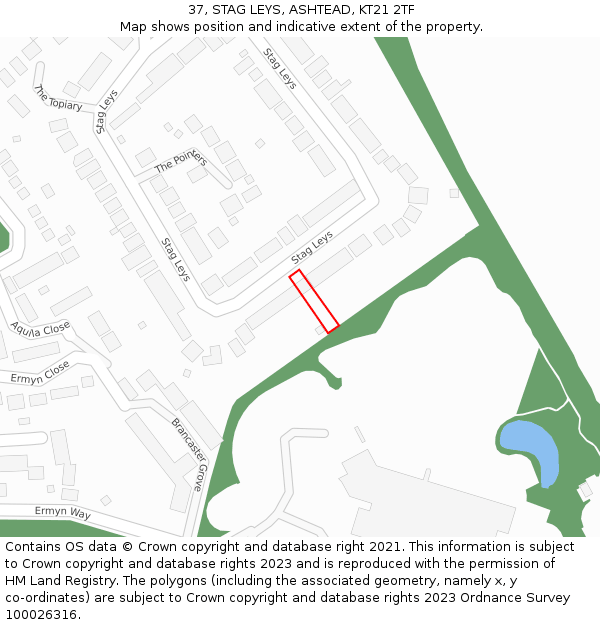 37, STAG LEYS, ASHTEAD, KT21 2TF: Location map and indicative extent of plot