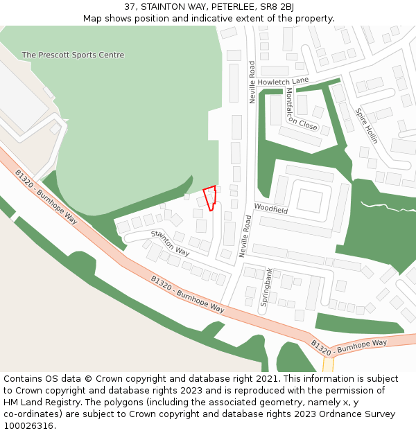 37, STAINTON WAY, PETERLEE, SR8 2BJ: Location map and indicative extent of plot