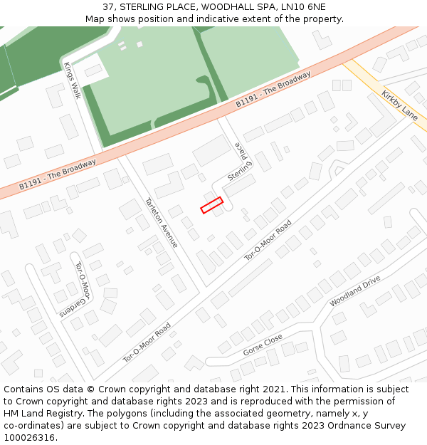 37, STERLING PLACE, WOODHALL SPA, LN10 6NE: Location map and indicative extent of plot