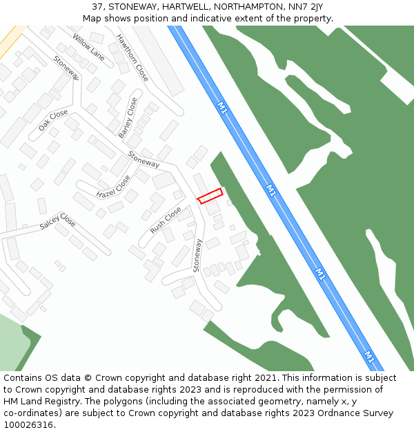 37, STONEWAY, HARTWELL, NORTHAMPTON, NN7 2JY: Location map and indicative extent of plot