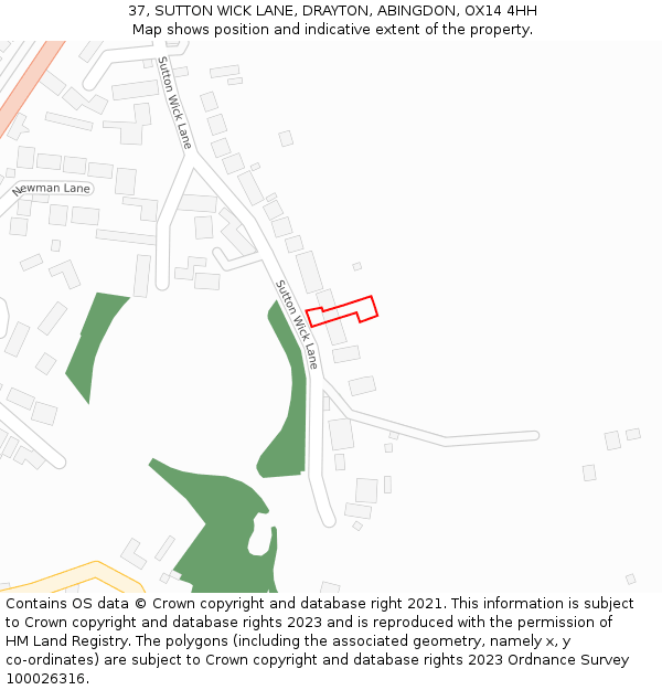37, SUTTON WICK LANE, DRAYTON, ABINGDON, OX14 4HH: Location map and indicative extent of plot