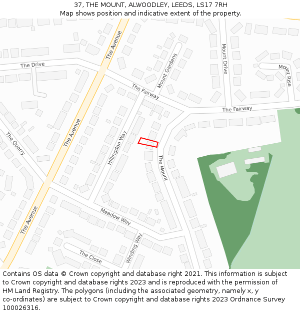 37, THE MOUNT, ALWOODLEY, LEEDS, LS17 7RH: Location map and indicative extent of plot
