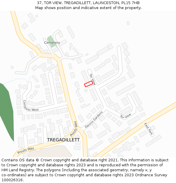 37, TOR VIEW, TREGADILLETT, LAUNCESTON, PL15 7HB: Location map and indicative extent of plot