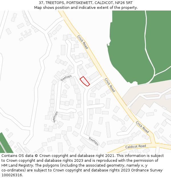 37, TREETOPS, PORTSKEWETT, CALDICOT, NP26 5RT: Location map and indicative extent of plot
