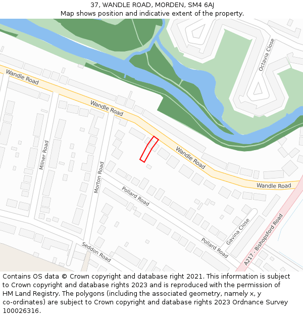 37, WANDLE ROAD, MORDEN, SM4 6AJ: Location map and indicative extent of plot