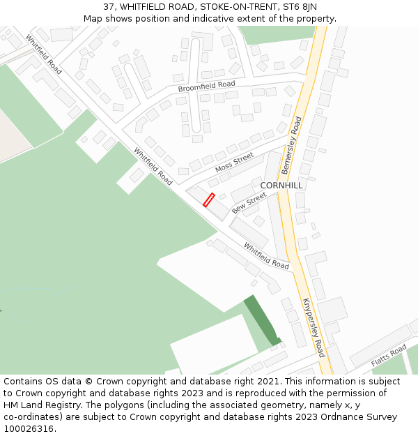 37, WHITFIELD ROAD, STOKE-ON-TRENT, ST6 8JN: Location map and indicative extent of plot