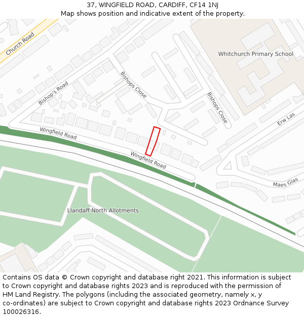 37, WINGFIELD ROAD, CARDIFF, CF14 1NJ: Location map and indicative extent of plot