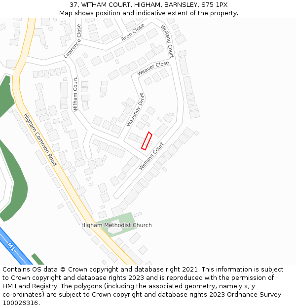 37, WITHAM COURT, HIGHAM, BARNSLEY, S75 1PX: Location map and indicative extent of plot