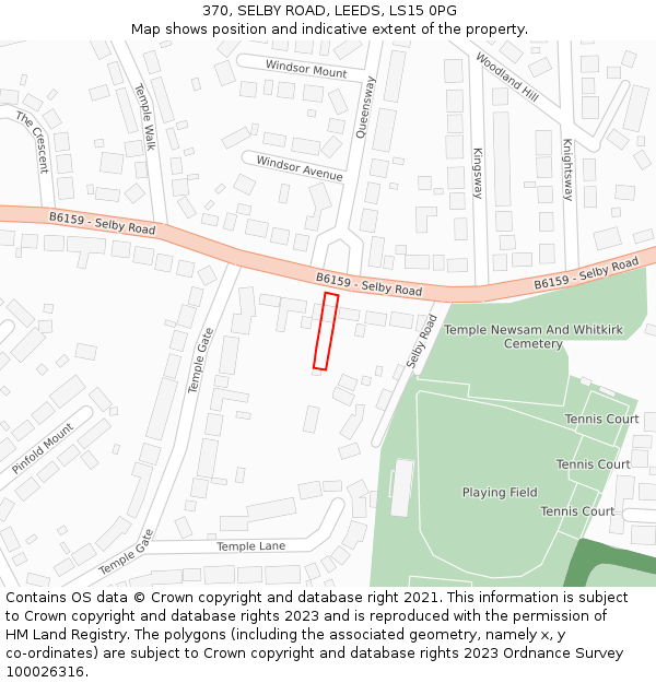 370, SELBY ROAD, LEEDS, LS15 0PG: Location map and indicative extent of plot