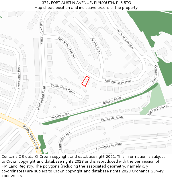 371, FORT AUSTIN AVENUE, PLYMOUTH, PL6 5TG: Location map and indicative extent of plot