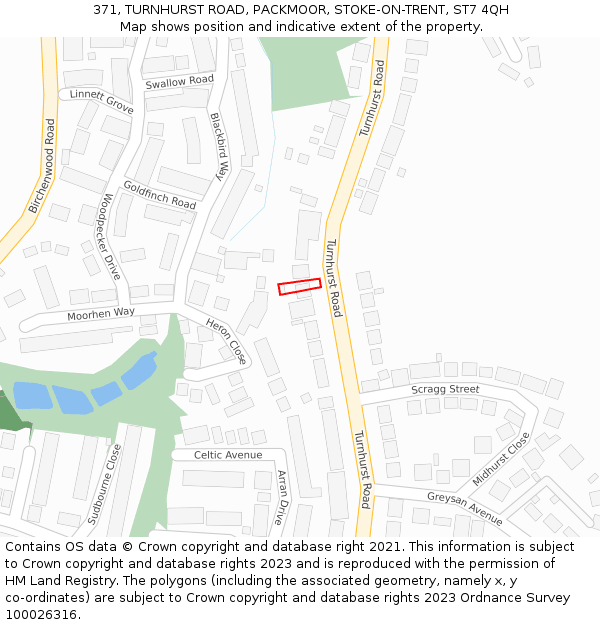 371, TURNHURST ROAD, PACKMOOR, STOKE-ON-TRENT, ST7 4QH: Location map and indicative extent of plot