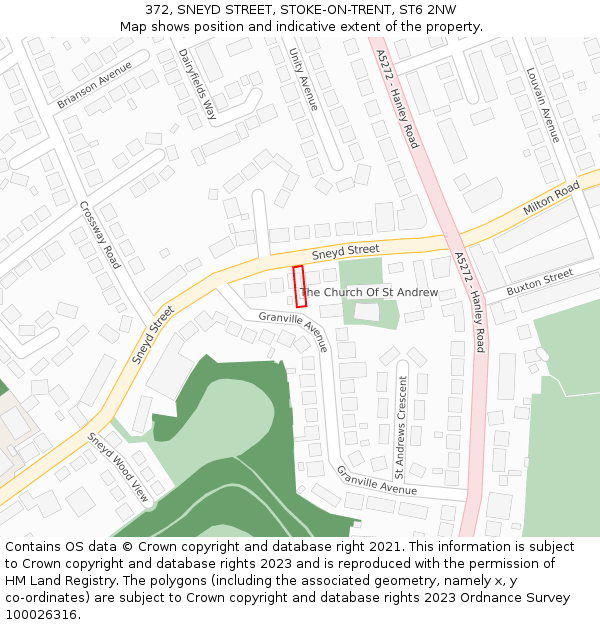 372, SNEYD STREET, STOKE-ON-TRENT, ST6 2NW: Location map and indicative extent of plot