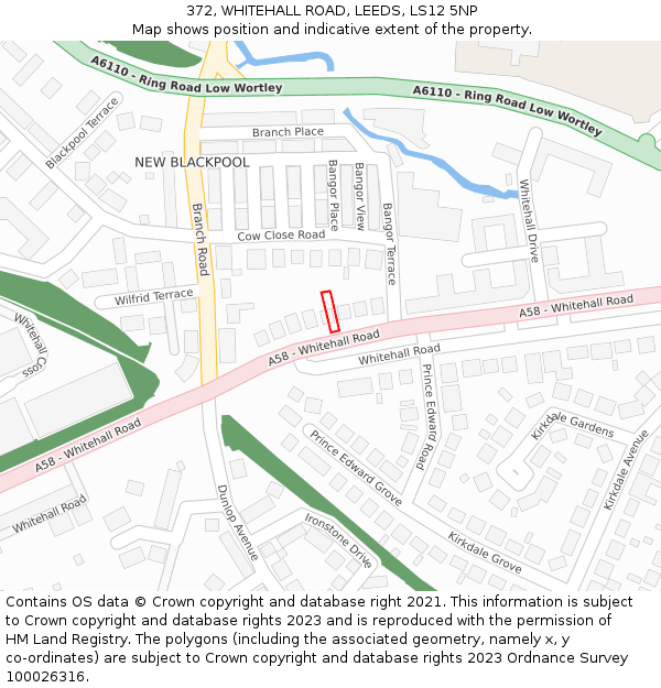 372, WHITEHALL ROAD, LEEDS, LS12 5NP: Location map and indicative extent of plot