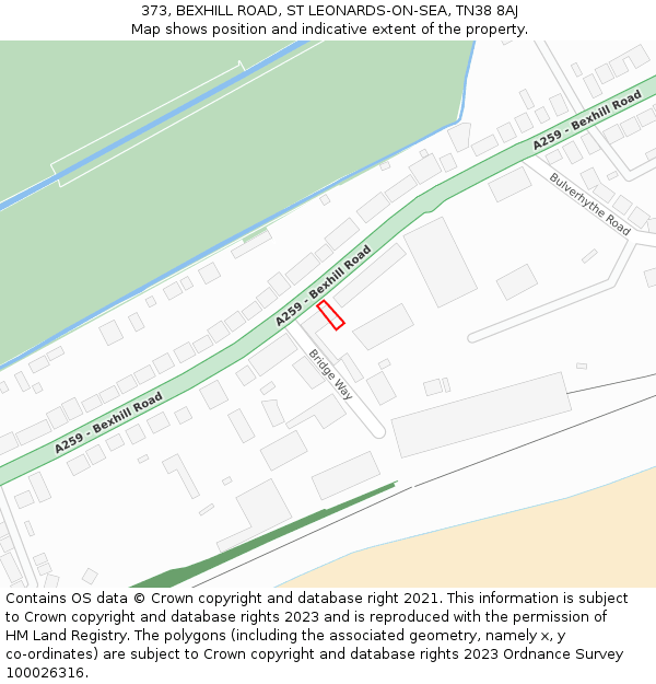 373, BEXHILL ROAD, ST LEONARDS-ON-SEA, TN38 8AJ: Location map and indicative extent of plot