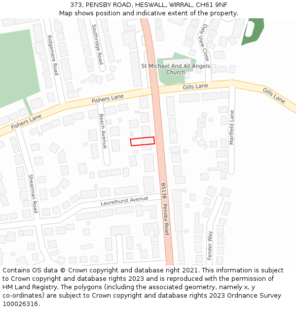 373, PENSBY ROAD, HESWALL, WIRRAL, CH61 9NF: Location map and indicative extent of plot