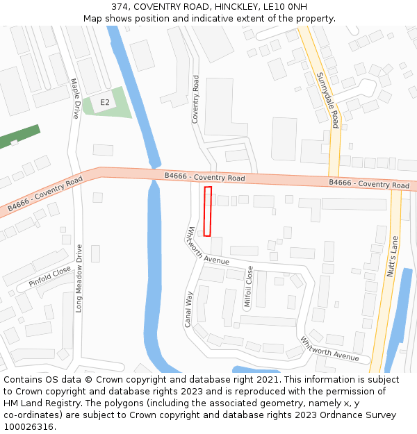 374, COVENTRY ROAD, HINCKLEY, LE10 0NH: Location map and indicative extent of plot