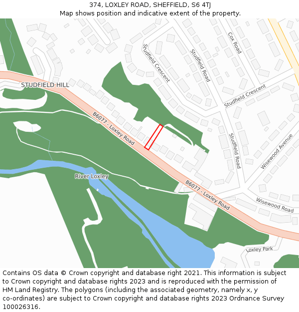 374, LOXLEY ROAD, SHEFFIELD, S6 4TJ: Location map and indicative extent of plot